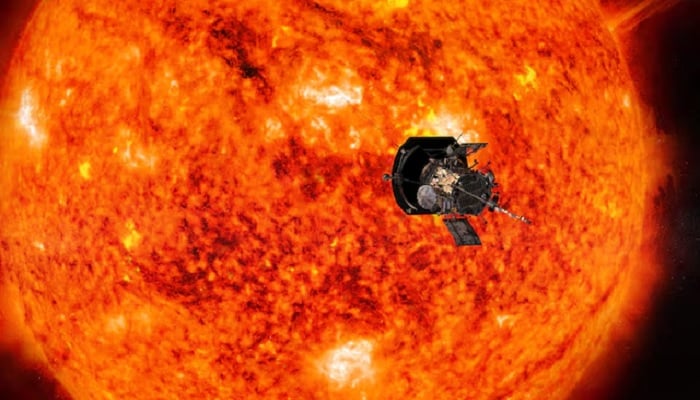A 2018 artists concept shows the Parker Solar Probe spacecraft flying into the Suns outer atmosphere, called the corona, on a mission to help scientists learn more about the Sun. —Reuters/File
