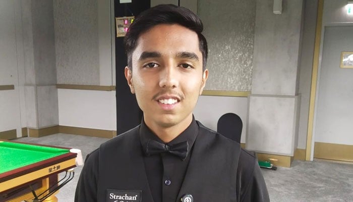 This undated picture shows Pakistan cueist Hasnain Akhtar featuring in the IBSF World U17 Snooker Championship at the Crowne Plaza Bahrain in Manama. — Reporter