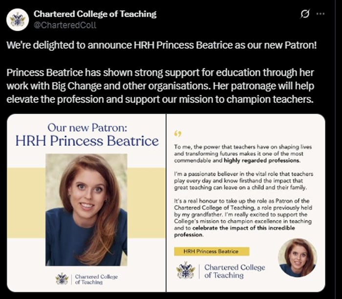 Princess Beatrice receives new royal patronage: real honour